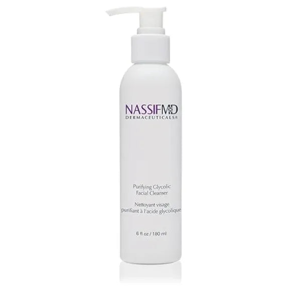 NassifMD Glycolic Acid Face Wash, Hydrating Facial Cleanser, Anti aging Face Wash, Glycolic cleanser for Face for Wrinkles and Fine Lines, Evens Skin Tone, Glycolic Face Wash