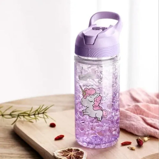 OOTD Unicorn Water Bottle for Girls, Cute Girl's Bottles for School, Unicorn Water Bottle with Straw and Safety lock, 400ML/13.5oz Kids Water-Bottles for School's Kids Girlss