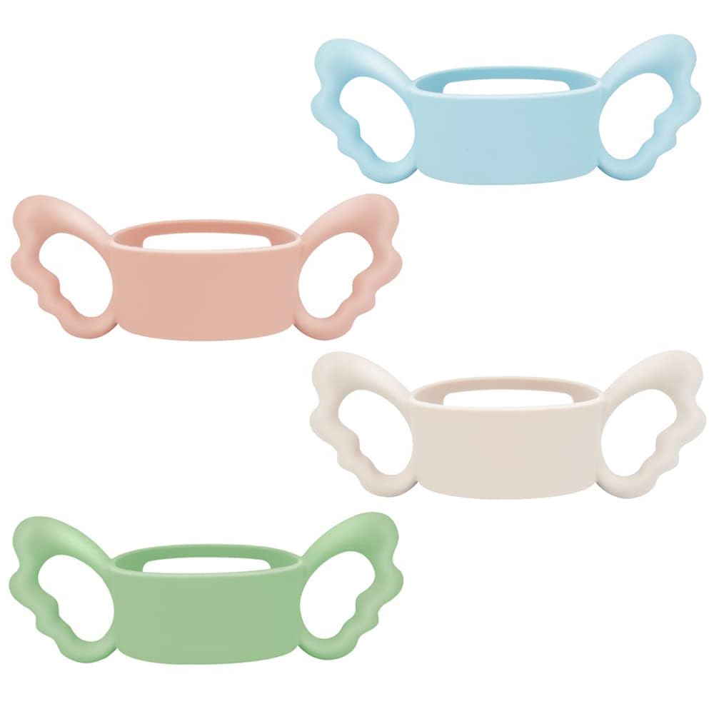 NALACAL Silicone Baby Bottle Handles - Fits for NUK Avent Dr. Brown's Hegen, and Other Wide-Neck Bottles (6-7cm), 4 Pack (Pink, Beige, Green, Blue)