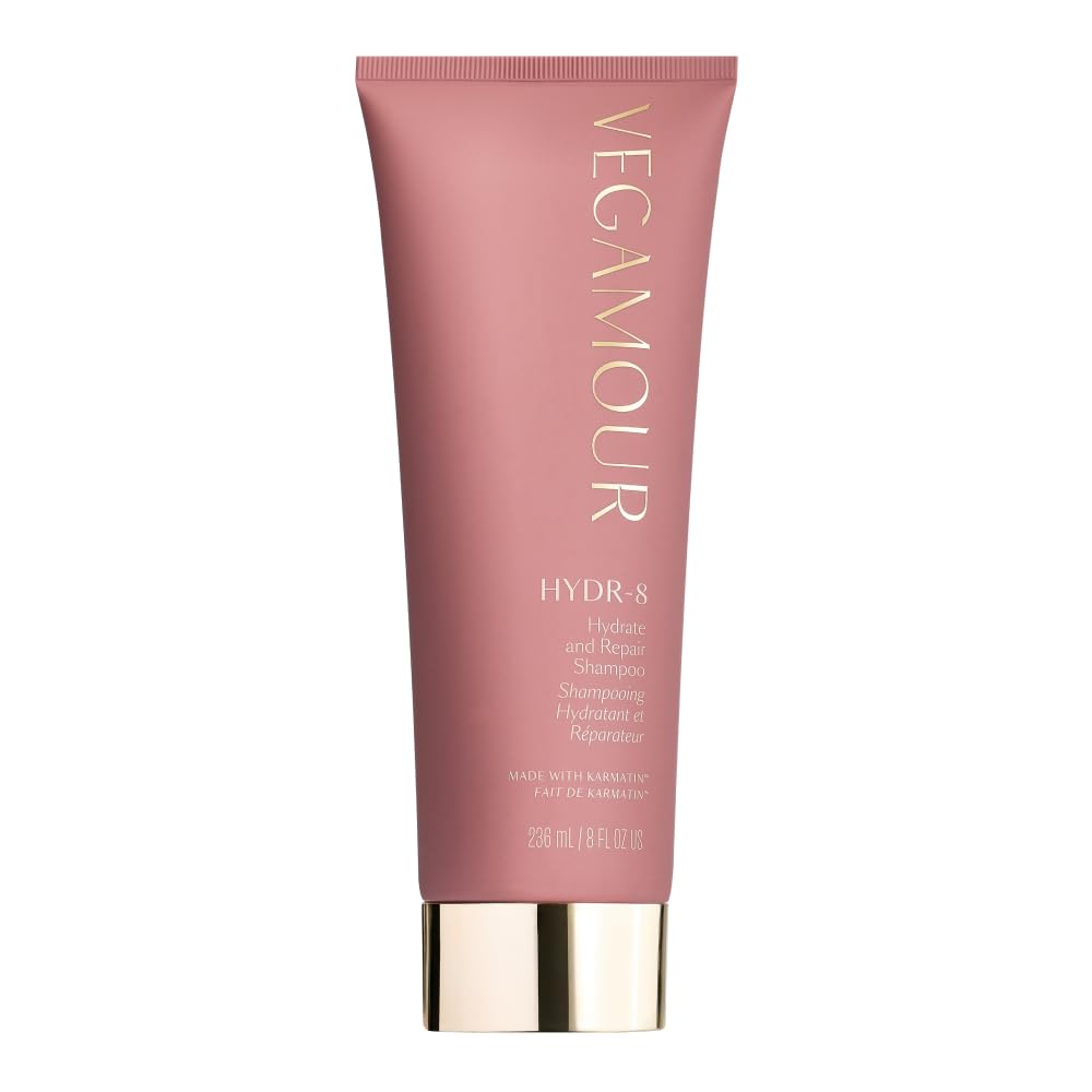 VEGAMOUR HYDR-8 Hydrate & Repair Shampoo, Hydrating Shampoo for Dry, Damaged Hair Formulated Without Sulfates and with Vegan Keratin, Floral & Vanilla Scent 8 fl. oz.
