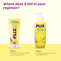 PLIX - THE PLANT FIX Pineapple 5% Lactic Acid Exfoliating Body Wash For All Skin Types, Paraben-Free Shower Gel, For Dry, Rough & Strawberry Skin, 236 Ml