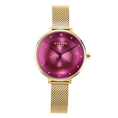 Curren Women Fashion Casual Wristwatches Quartz Movement Stainless Steel Band Alloy Case Simple Style,9029