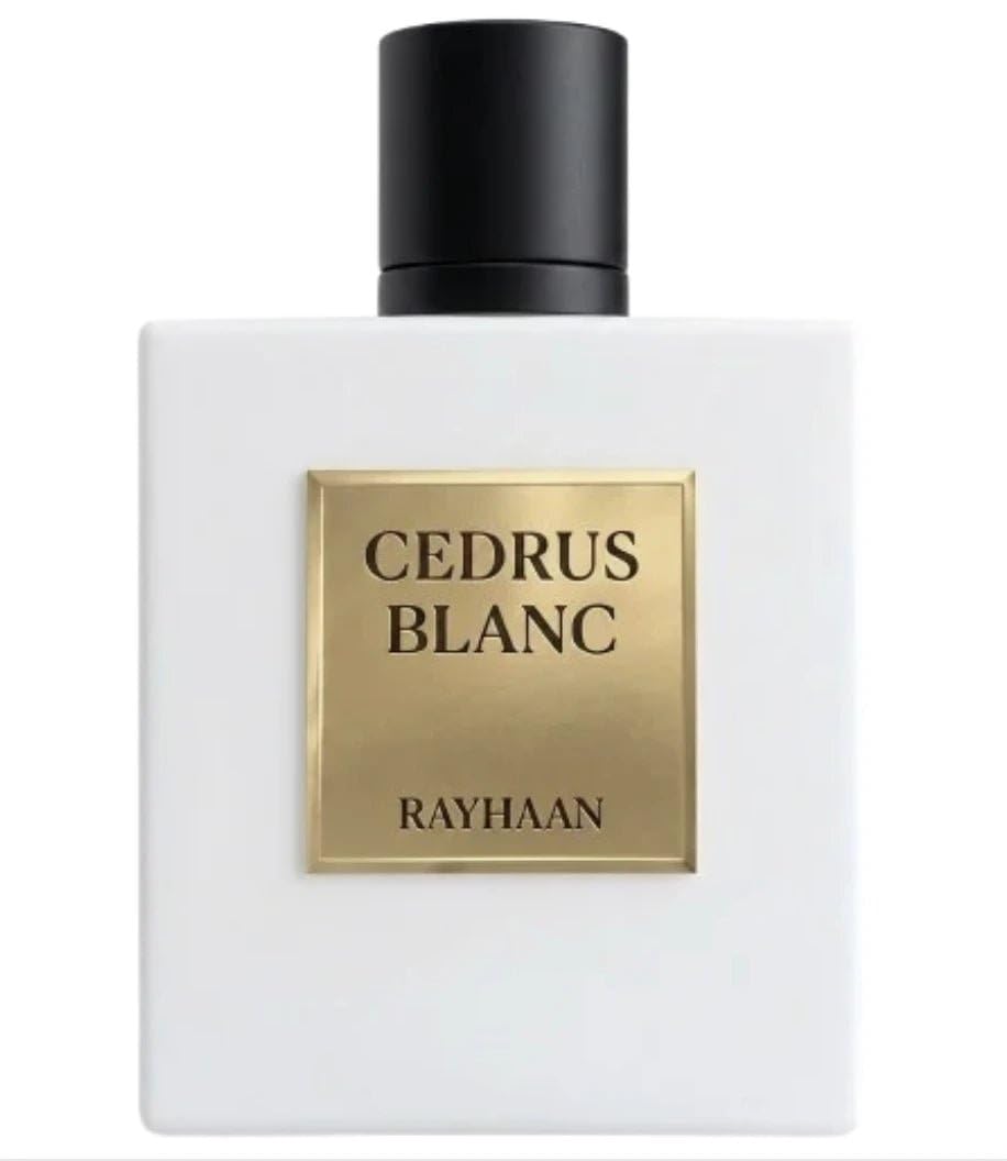 Rayhaan Cedrus Blanc Eau de Parfum, 100 ml | Cedar Scent, Unisex Fragrance, Gold Accent Bottle, Arabic Perfumery, Long-Lasting Wear