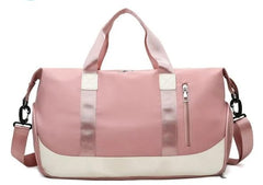 Leisure Sports Gym Duffel Bags for Women Waterproof Travel Hand Luggage Bag (Pink & White)