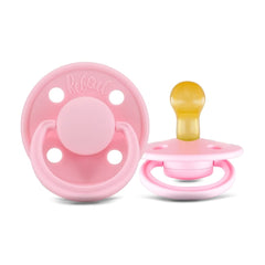 Rebael Mono Newborn Dummies 0-6 Months - Comforting Natural Rubber Round Pacifier, Safe and Easy to Sterilise Baby Soothers - 1 Pack Newborn Essentials | Sweet Pink