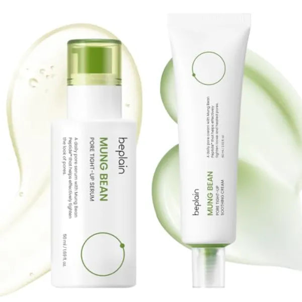 beplain Mung Bean Skincare Duo - Serum & Soothing Cream | Fragrance-Free | Soothing Care with Mung Bean | Korean Skin Care | Suitable for Sensitive Skin