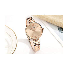 CURREN 9017 Quartz Movement Round Dial Stainless Steel Strap Waterproof Wristwatch for Women - Rose Gold