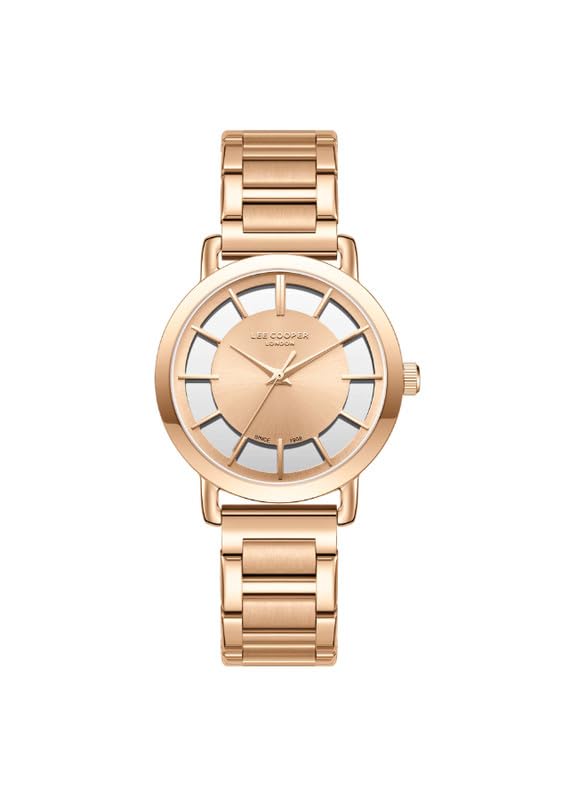 Lee Cooper Women's 2035 Movement Watch, Analog Display and Metal Strap - LC08037.410, Rose Gold