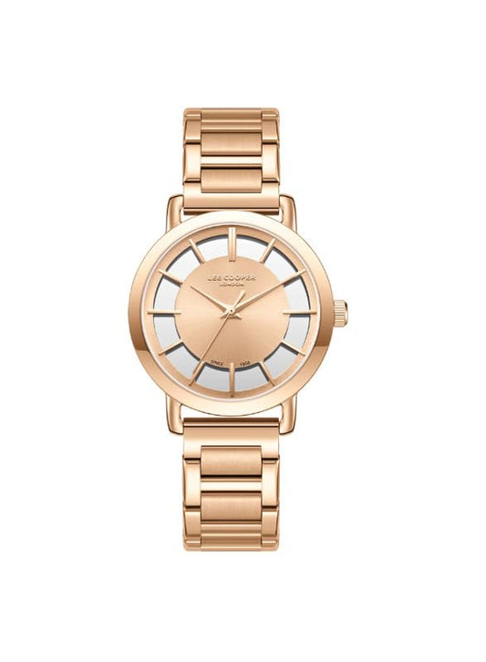 Lee Cooper Women's 2035 Movement Watch, Analog Display and Metal Strap - LC08037.410, Rose Gold