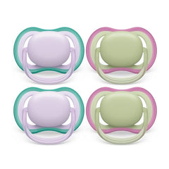 AVENT Philips Ultra Air Pacifier - 4 x Light, Breathable Baby Pacifiers for Babies Aged 0-6 Months, BPA Free with Sterilizer Carry Case, SCF085/50