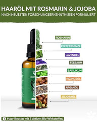 Heldengrün® Organic Rosemary Hair Oil [High Dose] Stimulates Hair Growth - Hair Oil for Hair Loss with Real Organic Jojoba and Rosemary Oil, Rosemary Oil Hair