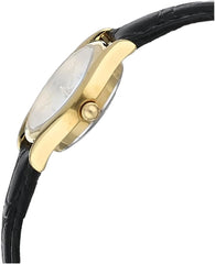 Casio Womens Quartz Watch, Analog Display and Leather Strap Black / Gold / White