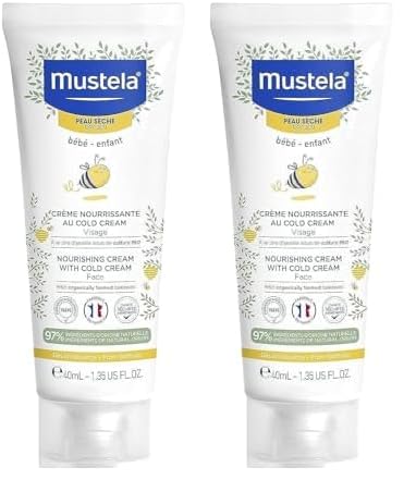 Mustela Baby Nourishing Face Cream – Daily Moisturizer for Dry Skin - with Natural Avocado, Cold Cream & Beeswax-40ml (Pack of 2)
