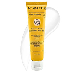 ATWATER Skin Armor Mineral Face Sunscreen SPF 50+, Ultra Light All-in-One Sunblock Moisturizer for Men and Women, Water & Sweat Resistant - 1.7 oz