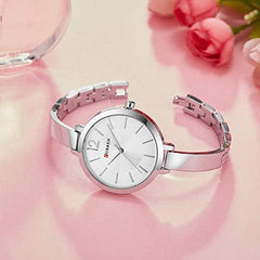 CURREN 9012 Quartz Round Dial Stainless Steel Strap Waterproof Watch for Women - Silver