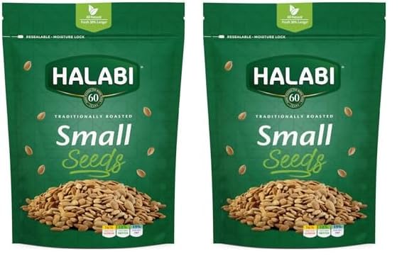 Halabi Traditionally Roasted Seeds, Egyptian Seeds, All Natural Ingredients Healthy Snacks Longer Freshness Resealable Bag - 75G (Pack of 2)