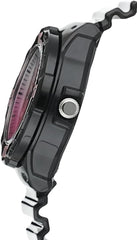 Casio Womens Quartz Watch, Analog Display and Resin Strap Black / Pink / Grey