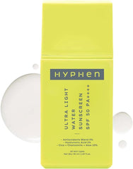 Hyphen Ultra Light Water Sunscreen Spf 50 Pa ++++ Uva-Uvb & Blue Light Protection, No White Cast, Dewy With 5% Antioxidants Niacinamide Vitamin E Blend, For Men & Women, Fragrance Free - 50Ml - All