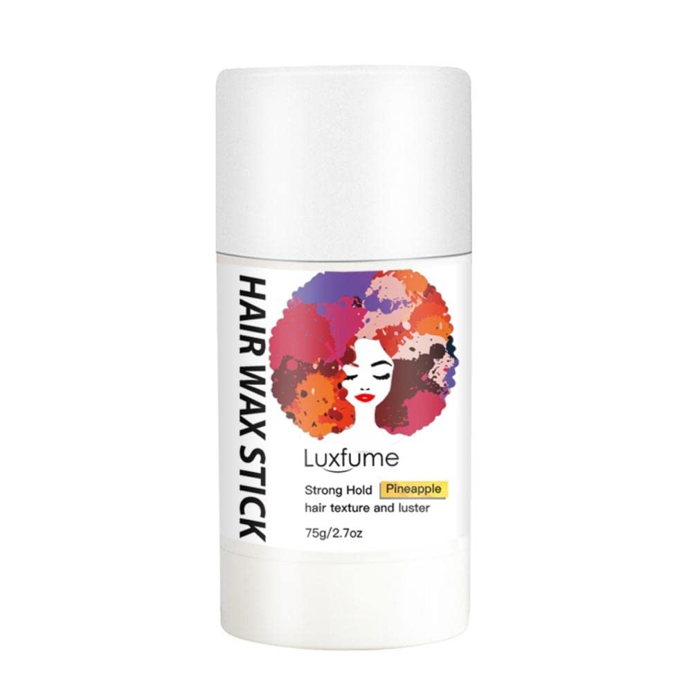 KANZA Hair Wax Stick Strong Hold, Smoothing, Texturize & Lusterize the Broken Hair | Bee Wax, Jojoba Oil, Cera Alba Infused With Herbal Ingredients, Pineapple Flavor - 75g