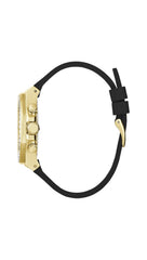 GUESS US Women's Gold-Tone and Animal Print Silicone Multifunction Watch