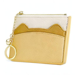Valentoria Slim RFID Blocking Card Holder Small Pocket Wallet Keychian Zipper Coin Purse Minimalist Leather Cash & Coin & Cards Case for Women Men (Z2-Yellow)