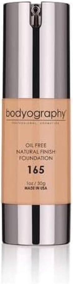 Bodyography Matte Foundation Makeup (Medium #165): Oil-Free Anti-Aging Salon Natural Finish w/Vitamin E, C, Antioxidants | Vegan, Gluten-Free, Paraben-Free