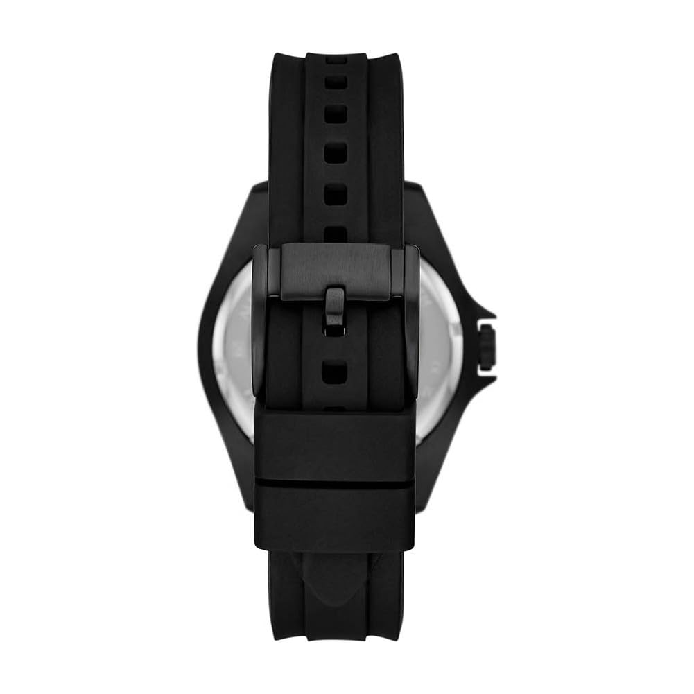 Fossil Dalton Three-Hand Silicone Wrist Watch for Men, Black/Black