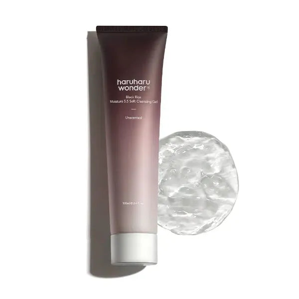 Haruharu Wonder Black Rice Moisture 5.5 Soft Cleansing Gel, 3.4 fl.oz, Gentle Face Wash for Dry to Normal Skin, Low 5.5pH, Soap Free