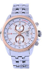 Curren Men's White Dial Stainless Steel Band Watch [M8082SWG]