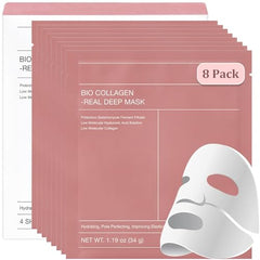 Bio-Collagen Real Deep Mask, Hydrating Overnight Hydrogel Mask, Elasticity Improvement, Pore Minimizing, For All Skin Types, Travel Essentials 34g (8 Pack)