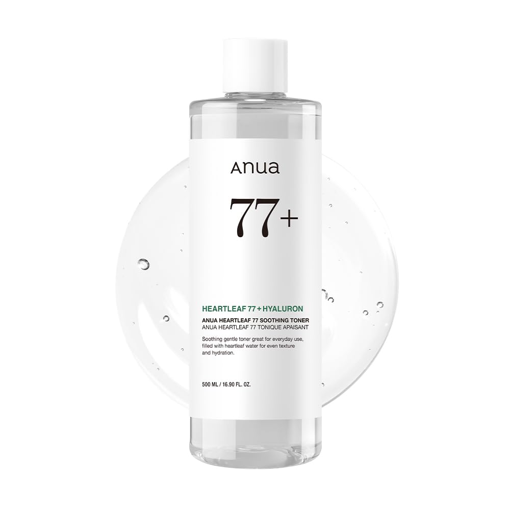 ANUA Heartleaf 77 Soothing Toner, Moisturizing & Calming Facial Toner for Glass Skin, Panthenol, Hyaluronic Acid, Hydration for Sensitive Skin, Vegan, Korean Skin Care, Daily Toner, 500ml / 16.9 fl.oz