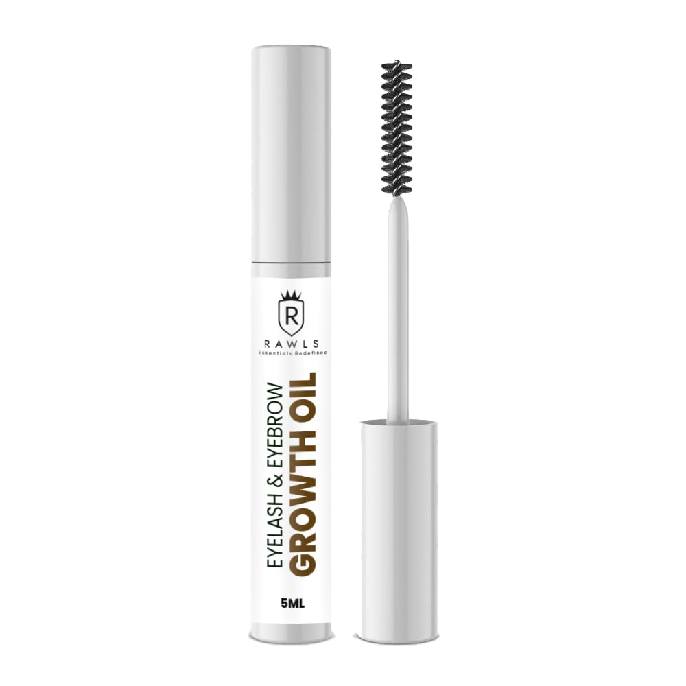 RAWLS Eyebrow & Eyelash Growth Serum - Natural & Organic Formula for Longer, Thicker Lashes & Brows - Nourishing with Castor Oil for eyelashes and eyebrows, Almond Oil and Vitamin E & C - 5 ml