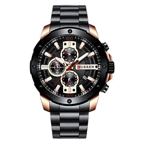CURREN 8336 Men Fashion Stainless Steel Chronograph Watch Popular Big Dial Japan Quartz Business Wristwatch (black)