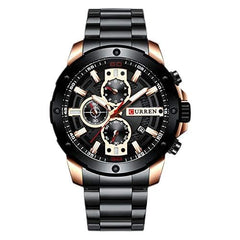 CURREN 8336 Men Fashion Stainless Steel Chronograph Watch Popular Big Dial Japan Quartz Business Wristwatch (black)
