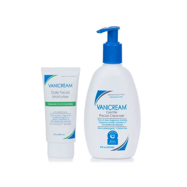 Vanicream Facial Moisturizer, 3 Oz & Gentle Facial Cleanser with Pump, 8 Oz