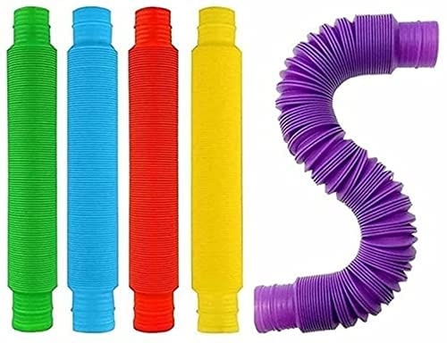 CYRon Pop Tubes Sensory Fidget Toys for Kids Adults, Pipe Tools Stress and Anxiety Relief, Cool Bendable Multi-Color Stimming (5 Pack)