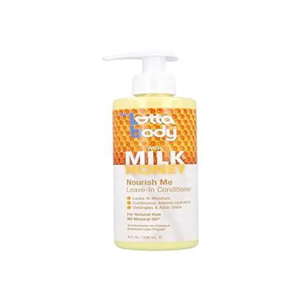 LottaBody Nourish Me Leave In Conditioner, Milk & Honey Formula to Lock In