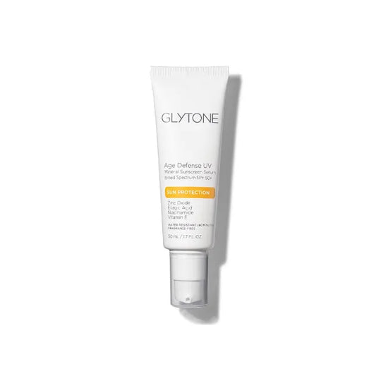 Glytone Age Defense UV Mineral Sunscreen Serum | Broad Spectrum SPF 50+ Sun Protection with Zinc Oxide, Ellagic Acid, Niacinamide & Vitamin E | Fragrance Free Lightweight Sunscreen for Face- 1.7 fl oz