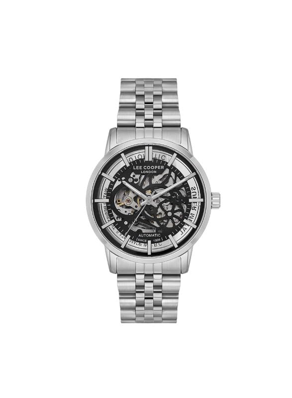 Lee Cooper Men's Watch, Automatic Display and Metal Strap - LC08036.350, Silver