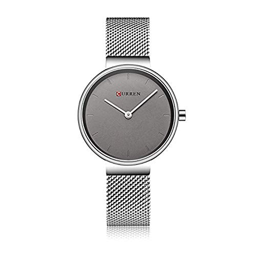 Curren 9016 Quartz Movement Round Dial Stainless Steel Strap Waterproof Watch for Women Wristwatch - Silver