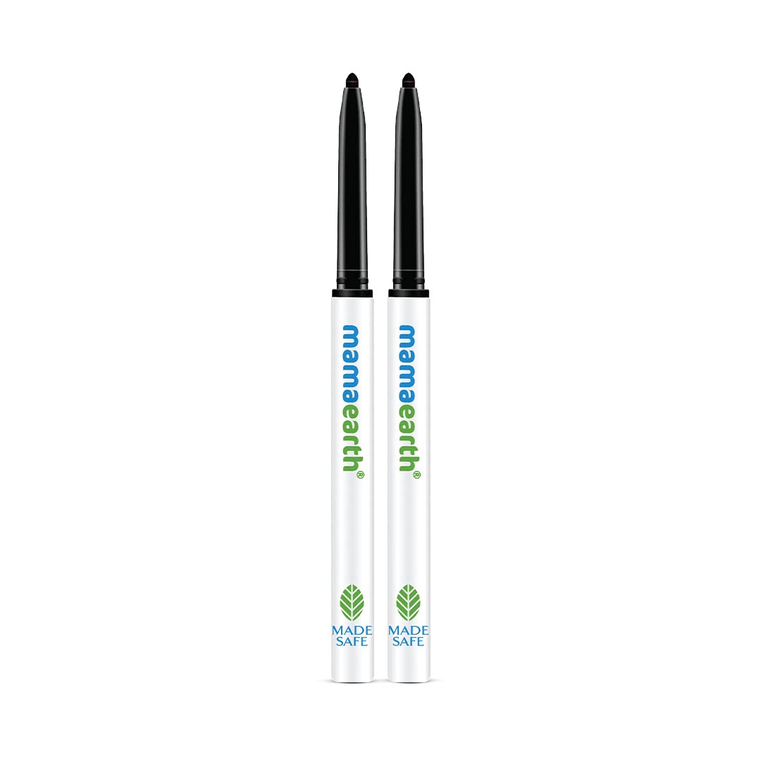 Mamaearth Charcoal Black Long Stay Kajal with Vitamin C & Chamomile for 11-Hour Smudge-free Stay - Pack of 2