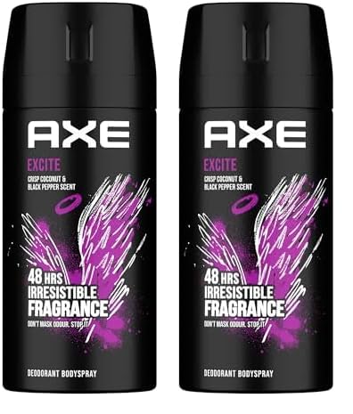 Axe Mini Men Deodorant Body Spray, Excite, 48 hours of irresistible fragrance, 120ml (Pack of 2)