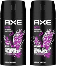 Axe Mini Men Deodorant Body Spray, Excite, 48 hours of irresistible fragrance, 120ml (Pack of 2)