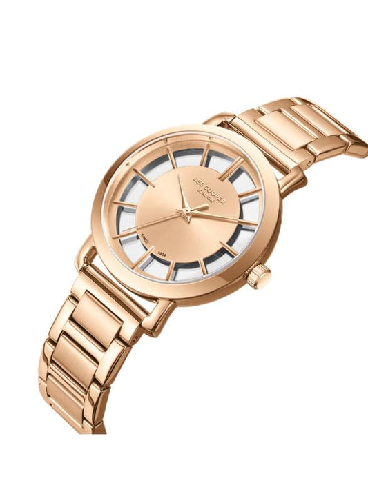 Lee Cooper Women's 2035 Movement Watch, Analog Display and Metal Strap - LC08037.410, Rose Gold