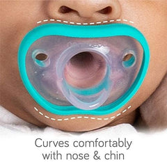NANOBÉBÉ Baby Pacifiers 0 3 Month Orthodontic, Curves Comfortably with Face Contour, Award Winning for Breastfeeding Babies, 100% Silicone BPA Free. Perfect Baby Registry Gift 2pk, Teal