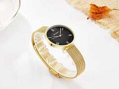 CURREN 9020 Fashion Lady Quartz Watch Women Bracelet Wrist Watch Relogio Feminino (gold black)