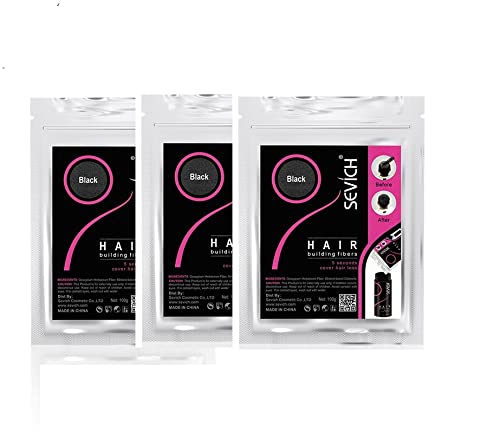 Rayon Hair building fibers refill bag 25 gm black for toppik,caboki bottle etc(25 gm) - Pack of 3