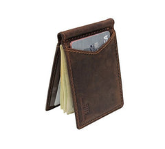 SERMAN BRANDS RFID Blocking Wallet Slim Bifold - Genuine Leather Minimalist Front Pocket Wallets for Men with Money Clip Gift - Canyon Red Rogue