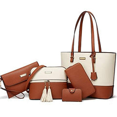 TcIFE Purses and Handbags for Womens Satchel Shoulder Tote Bags Wallets - White Brown/Multicolor