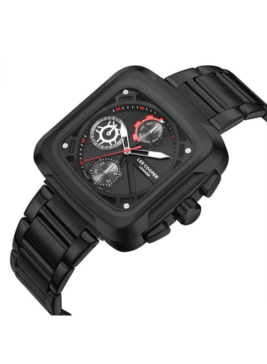 Lee Cooper Men's VX9NE1 Movement Watch, Multi Function Display and Metal Strap - LC08013.650, Black